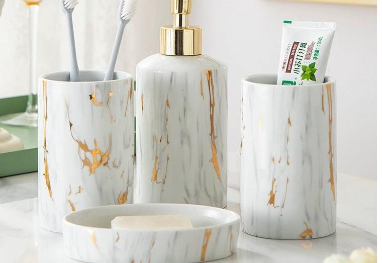 Marble Bathroom Ceramic Set 4 pieces by GJG Denim