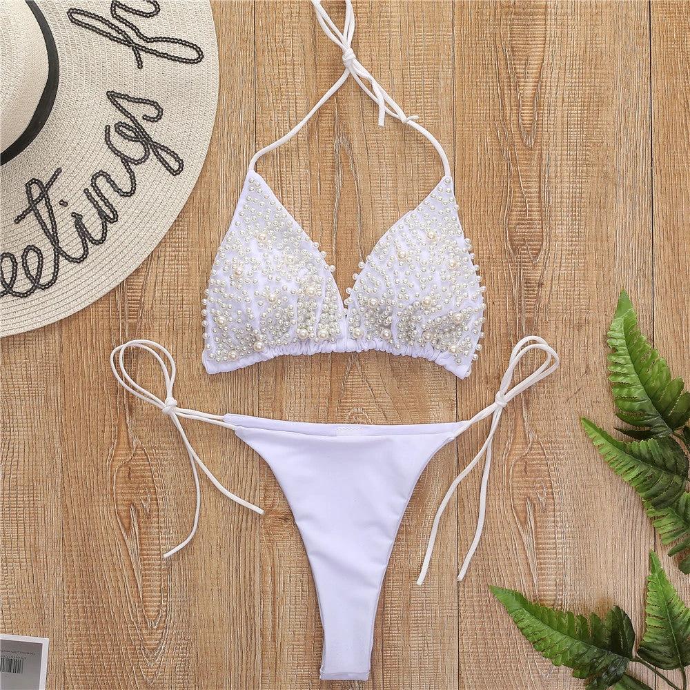 Halter Mini Bikini Female Swimsuit Women Swimwear Two-pieces by GJG Denim