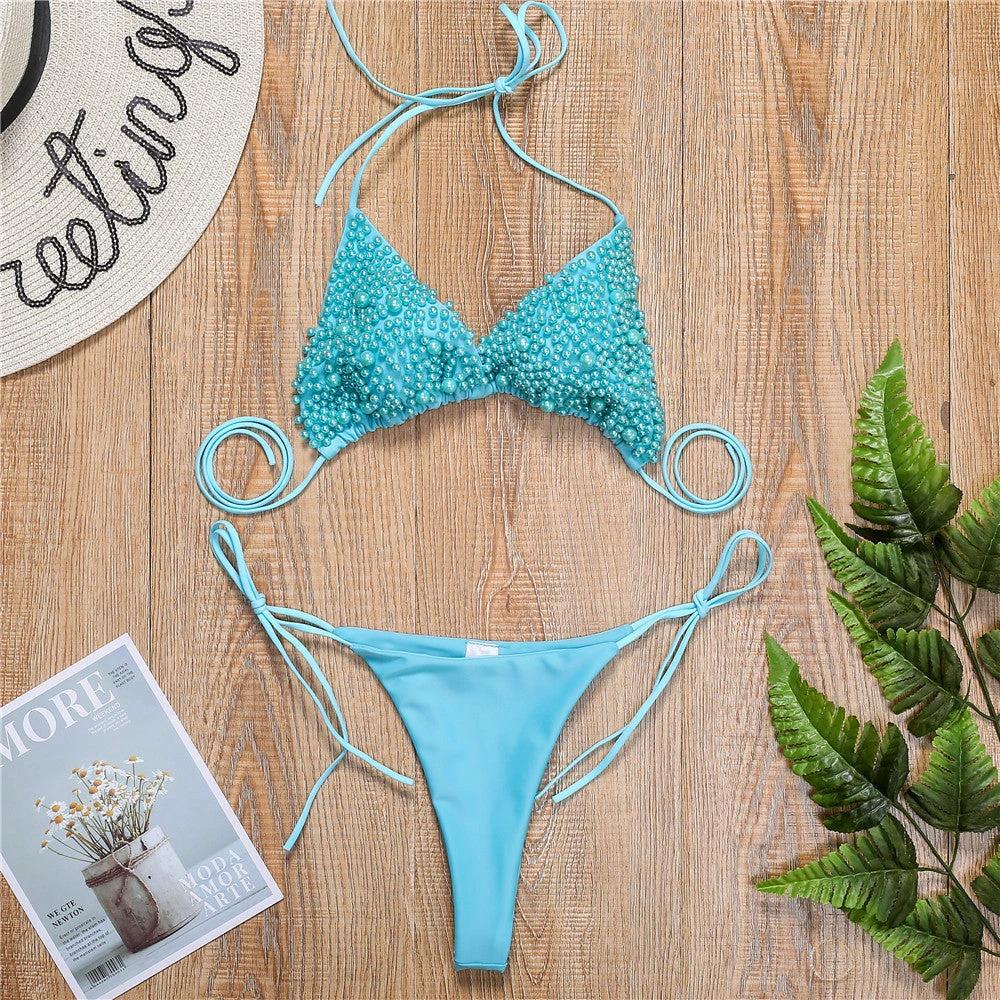 Halter Mini Bikini Female Swimsuit Women Swimwear Two-pieces by GJG Denim