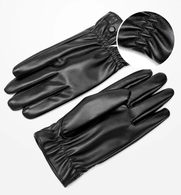 Men's PU Leather Warm Gloves by GJG Denim