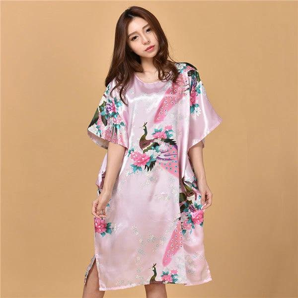 Printed peacock plus size nightdress by GJG Denim