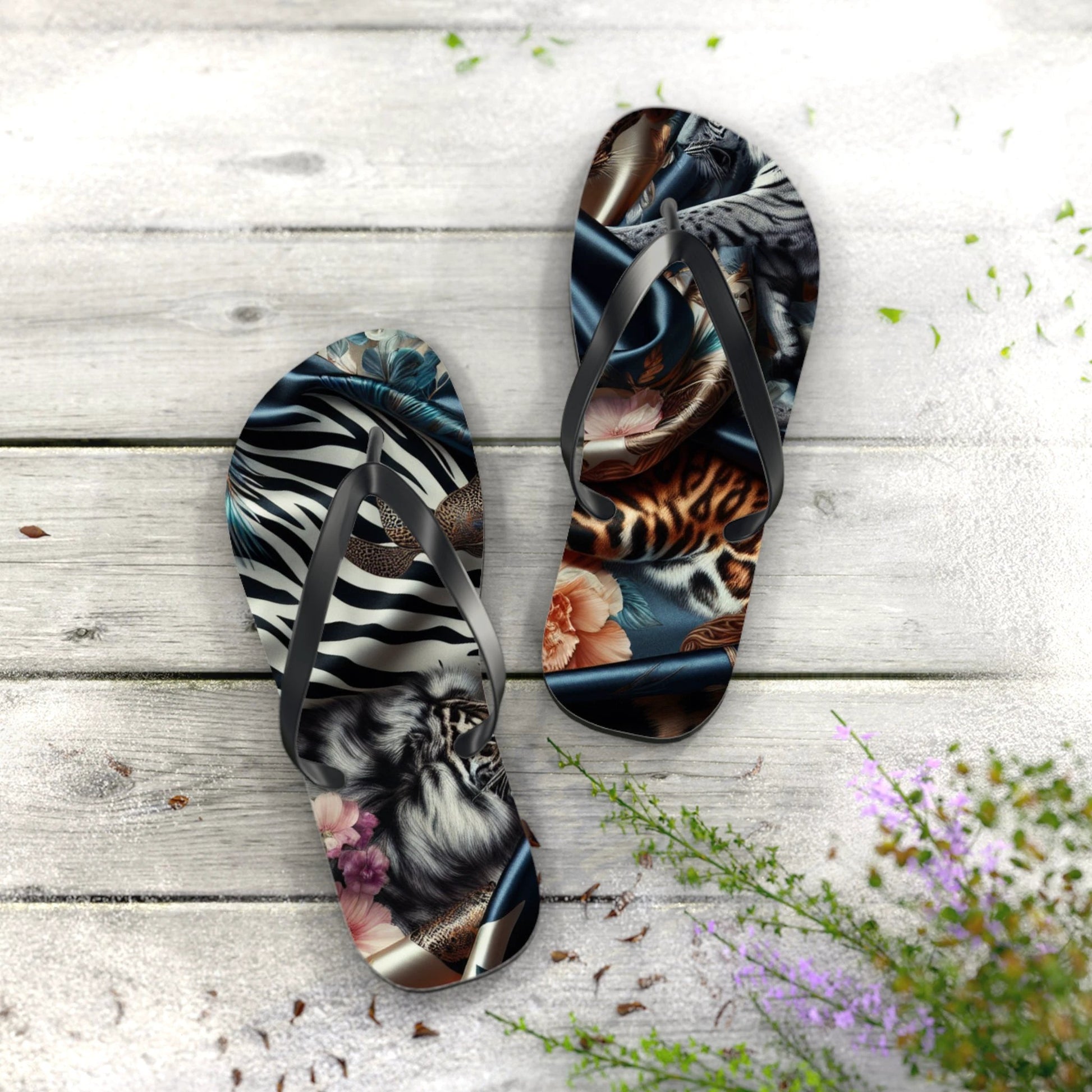 Boho Chic Flip Flops - Trendy Summer Footwear for Beach Days, Pool Parties, Casual Outings, Vacation Essentials, Gift for Her by Printify