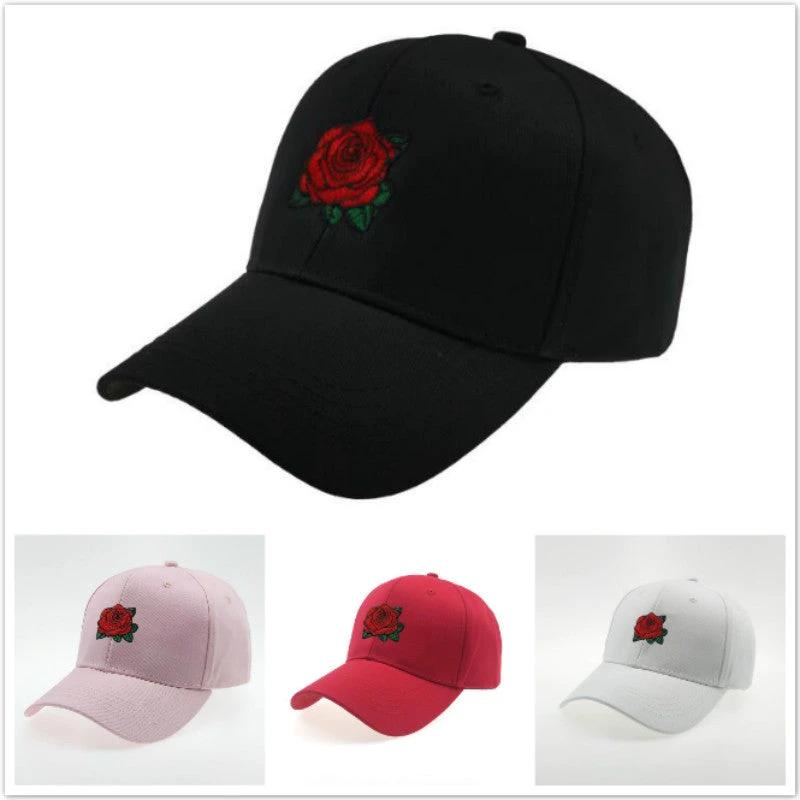 Men's Rose Embroidered Baseball Cap by GJG Denim