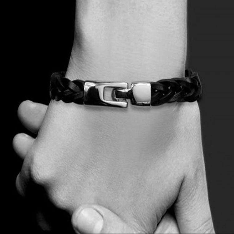 Leather Alloy Vintage Hand-woven Bracelet For Men by GJG Denim