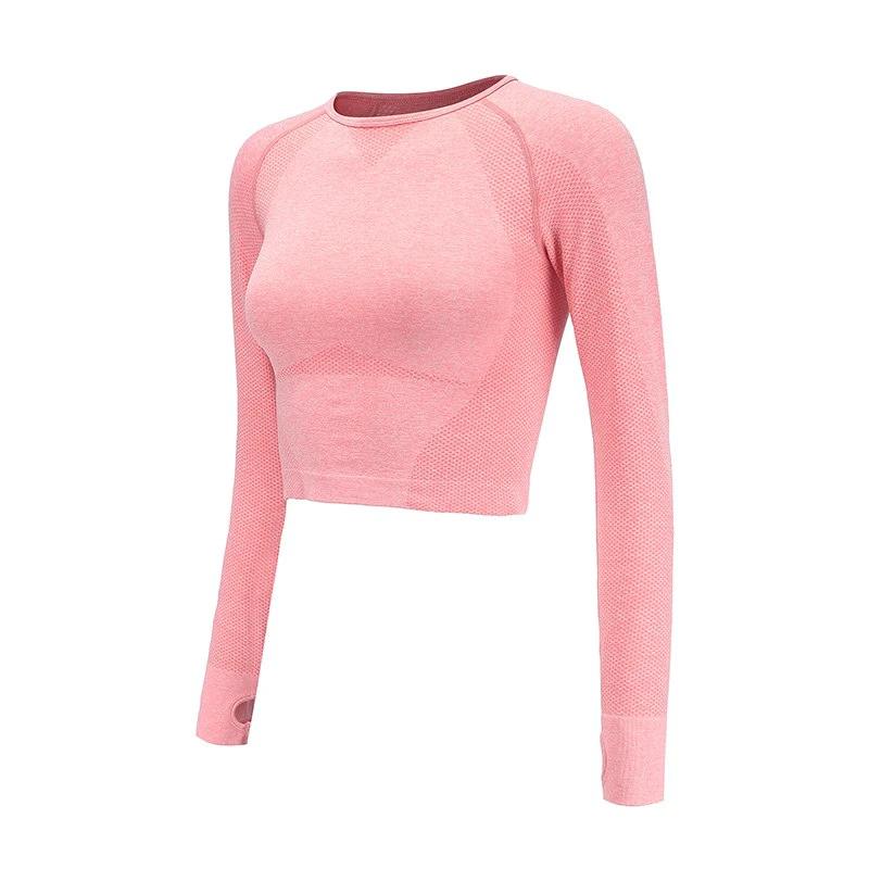 Seamless Yoga Shirts For Women Vital Seamless Long Sleeve Crop Top Thumb Hole Fitted Gym Top Shirts Workout Running Clothes by GJG Denim