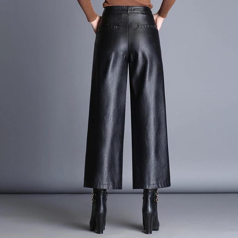 Fashion plus size loose women casual leather pants by GJG Denim