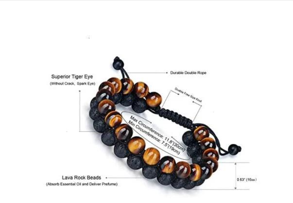 Tiger's Eye & Lava Stone Bracelet For Men by GJG Denim