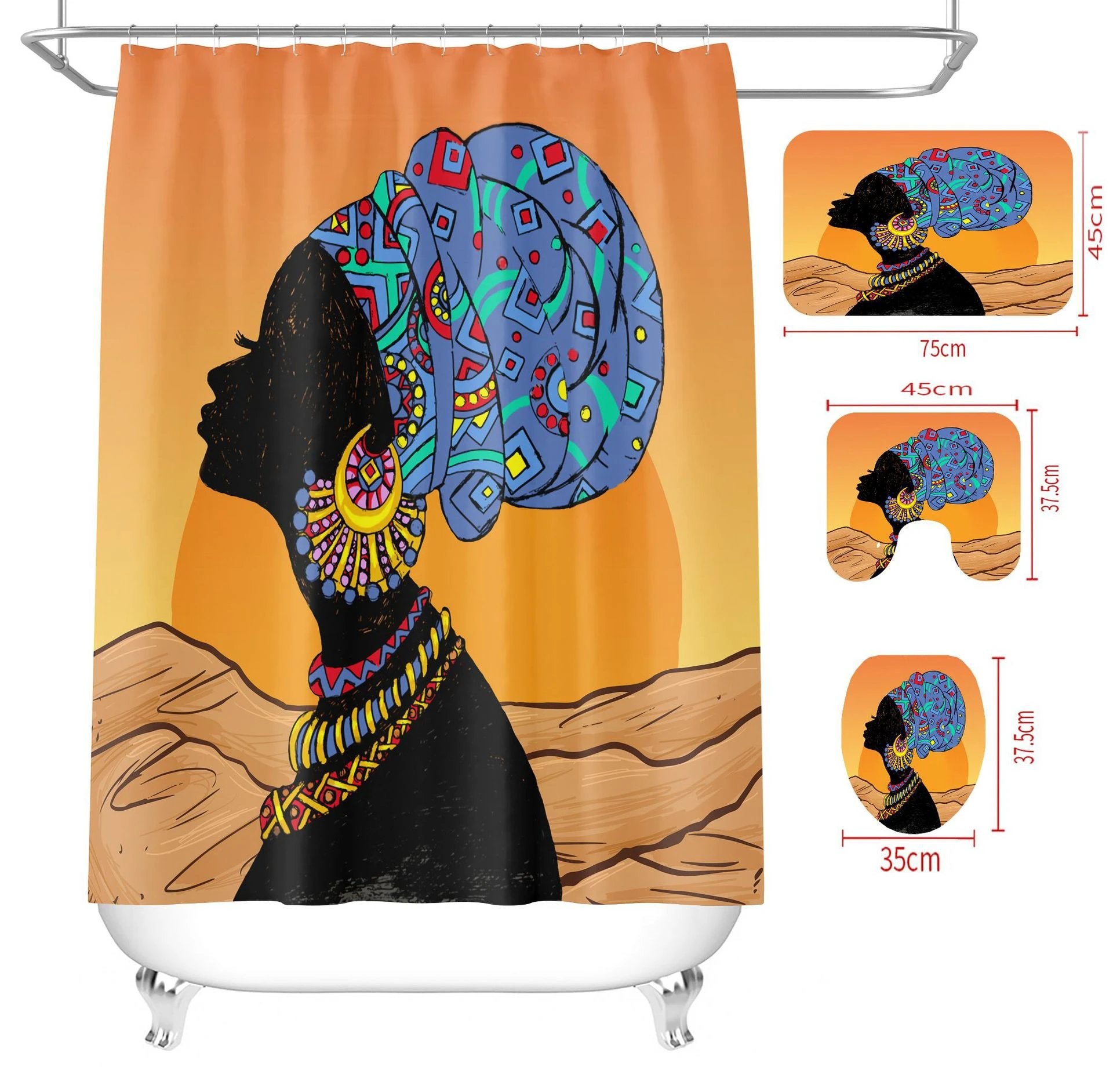 Woman Waterproof Shower Curtain Set by GJG Denim
