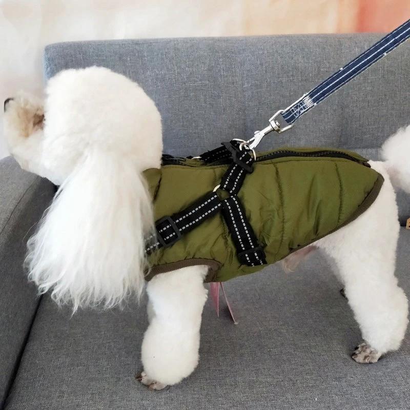 Waterproof Dog Clothes Winter Dog Coat With Harness Warm Pet Clothing Big Dog Jacket Chihuahua Labrador Coat Costume by GJG Denim