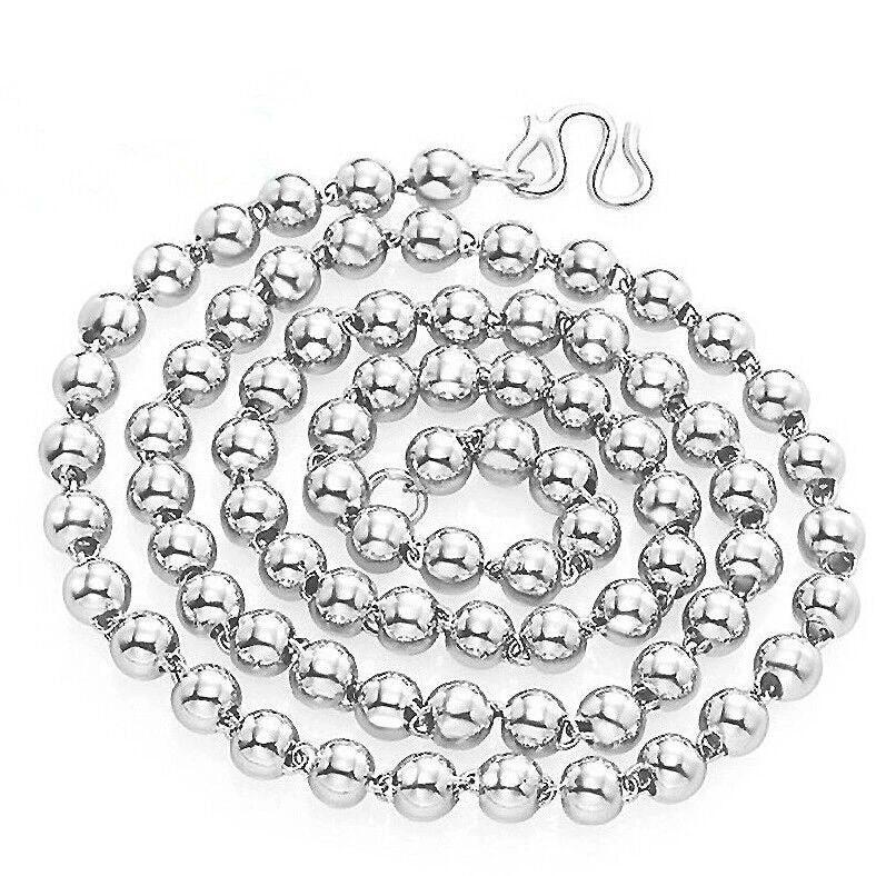 Men's Round Beads Silver Necklace by GJG Denim
