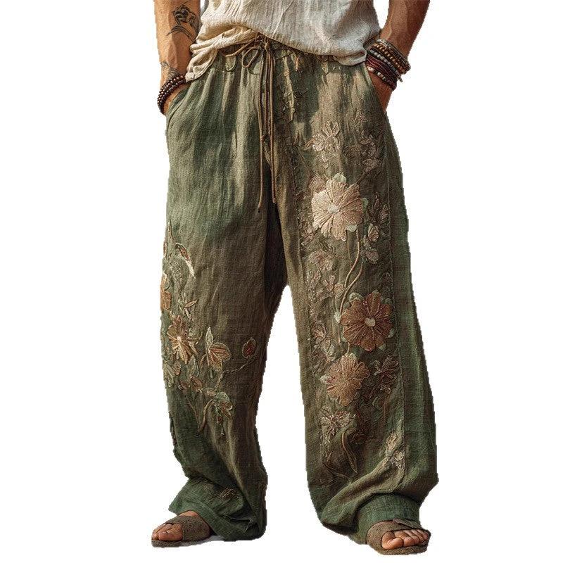 Men's Casual Fashionable Loose Straight-Leg Pants With Digital Print by GJG Denim