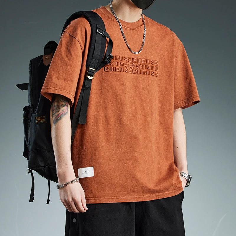Trendy Loose-fitting Versatile Heavyweight Short-sleeve T-shirt For Men by GJG Denim