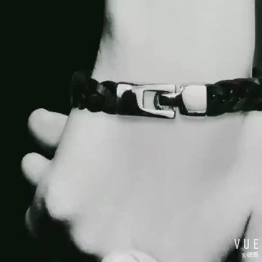 Leather Alloy Vintage Hand-woven Bracelet For Men by GJG Denim