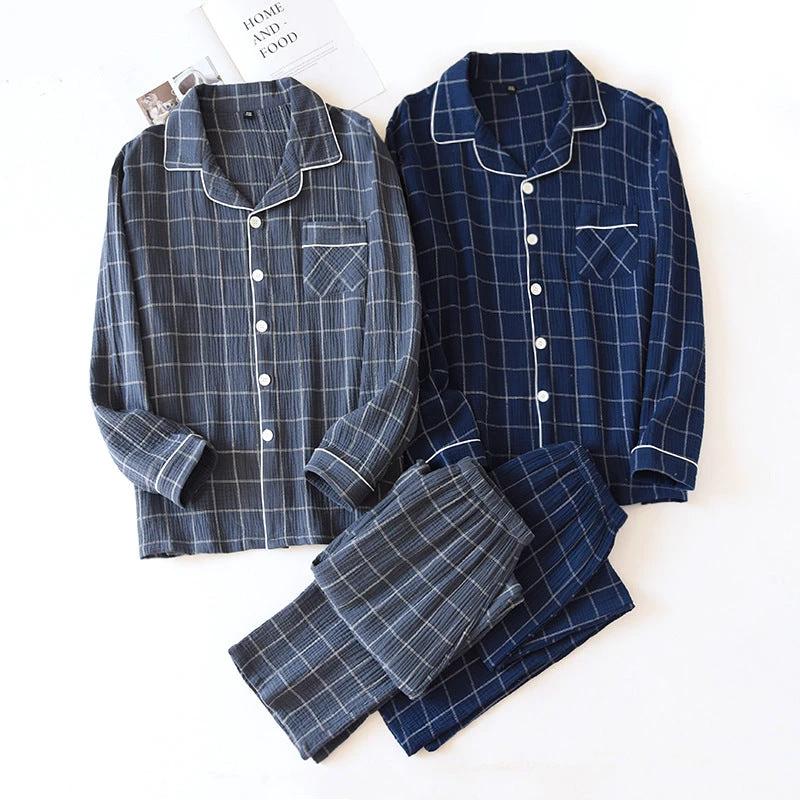 Plaid Long-Sleeved Pajamas by GJG Denim