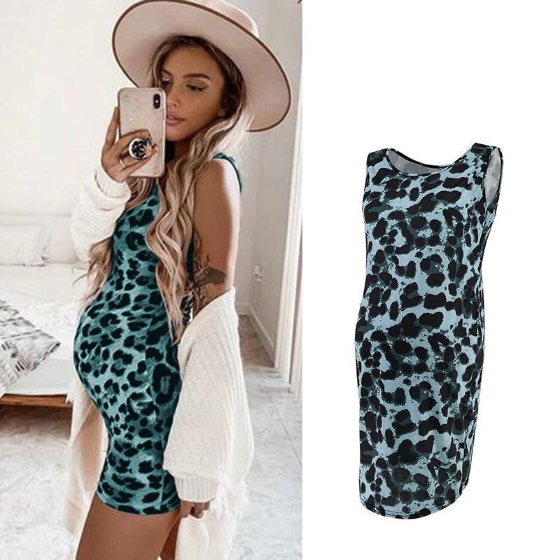 Leopard Dress Summer Sleeveless Pregnant Women by GJG Denim