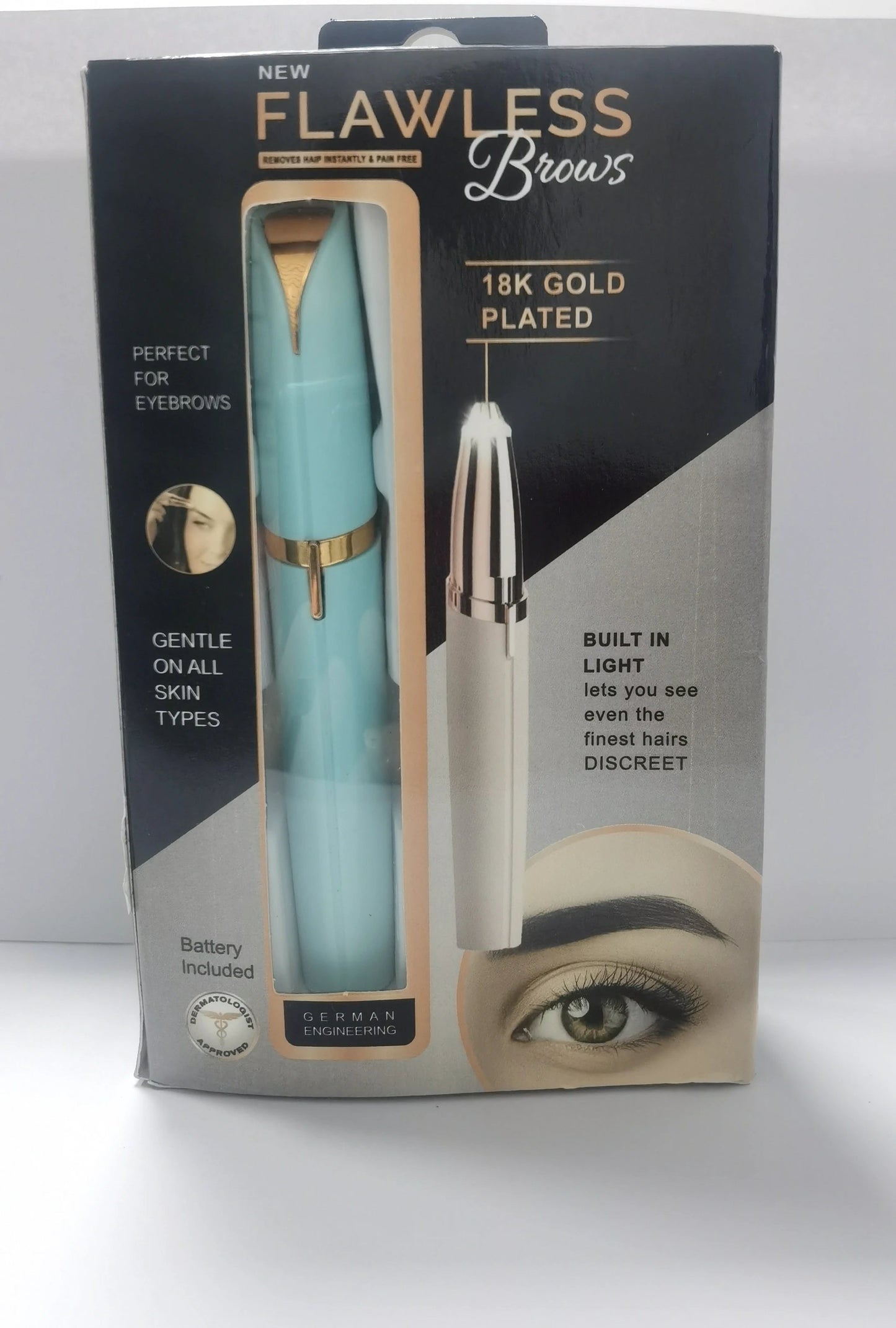 Mini Electric Eyebrow Trimmer Lipstick Brows Pen Hair Remover Painless Razor Epilator with LED Light by GJG Denim