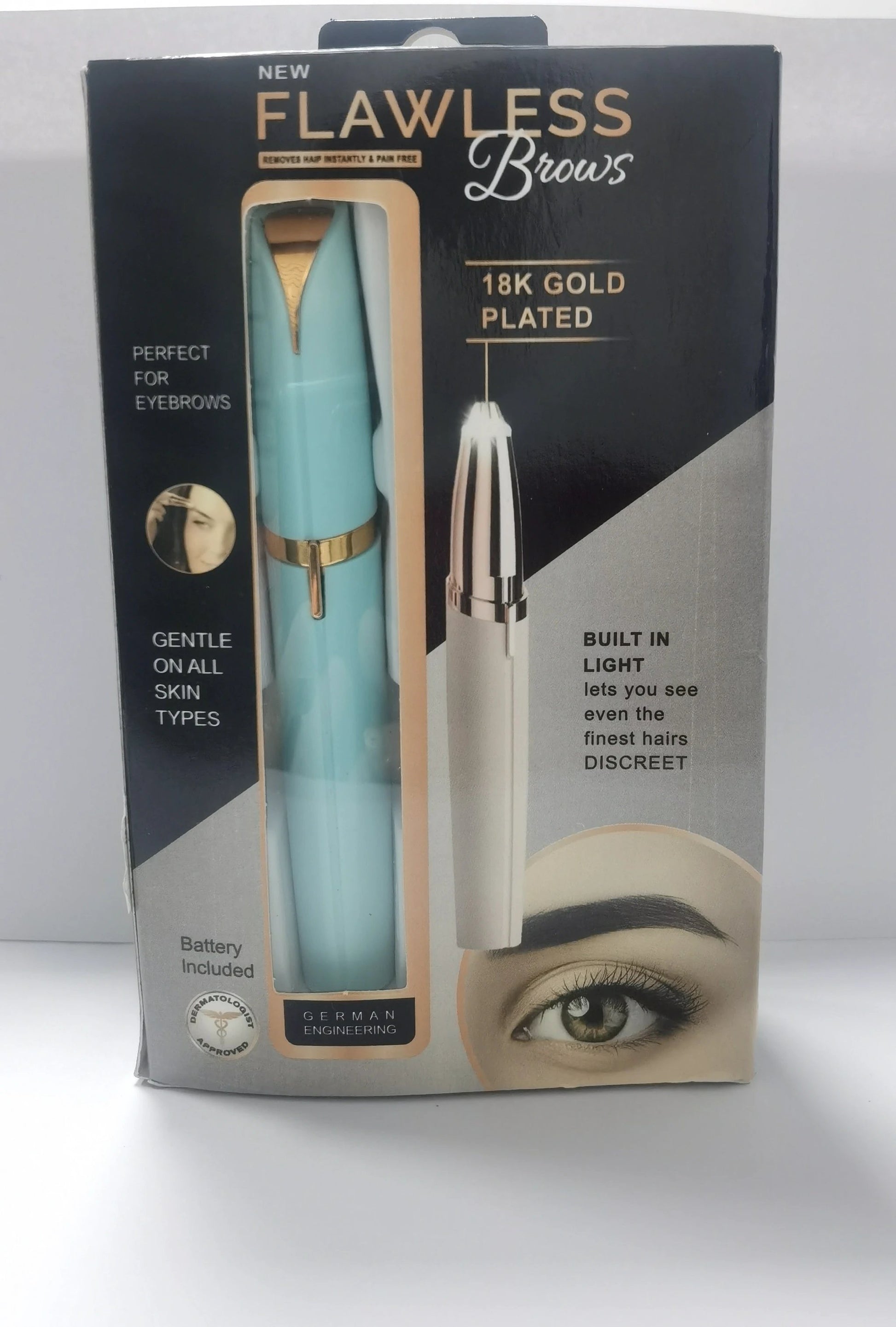 Mini Electric Eyebrow Trimmer Lipstick Brows Pen Hair Remover Painless Razor Epilator with LED Light by GJG Denim