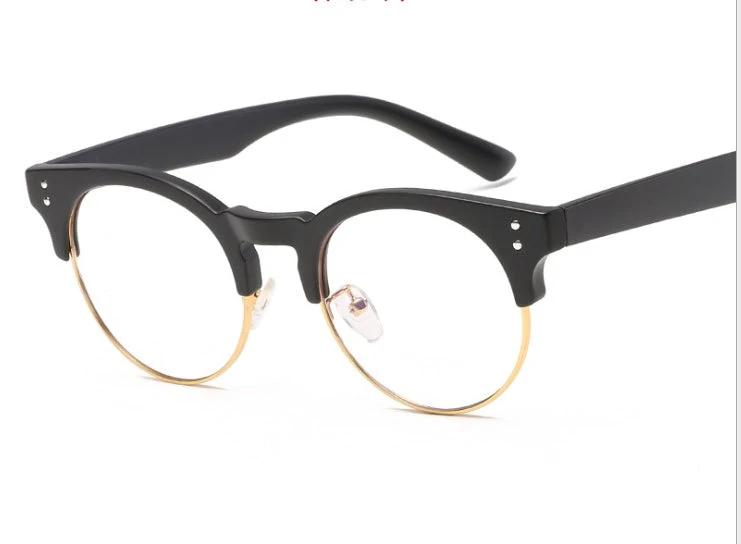 Men's Flat Mirror Glasses, With Retro Wood Grain Frame by GJG Denim