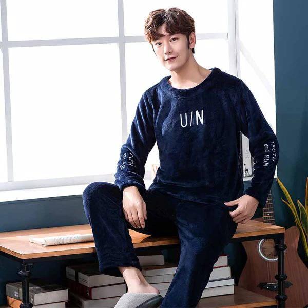 Long Sleeve Padded Flannel Pajama Set For Men by GJG Denim