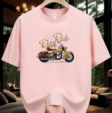 Men's Motorcycle Pattern Printed T-shirt by GJG Denim