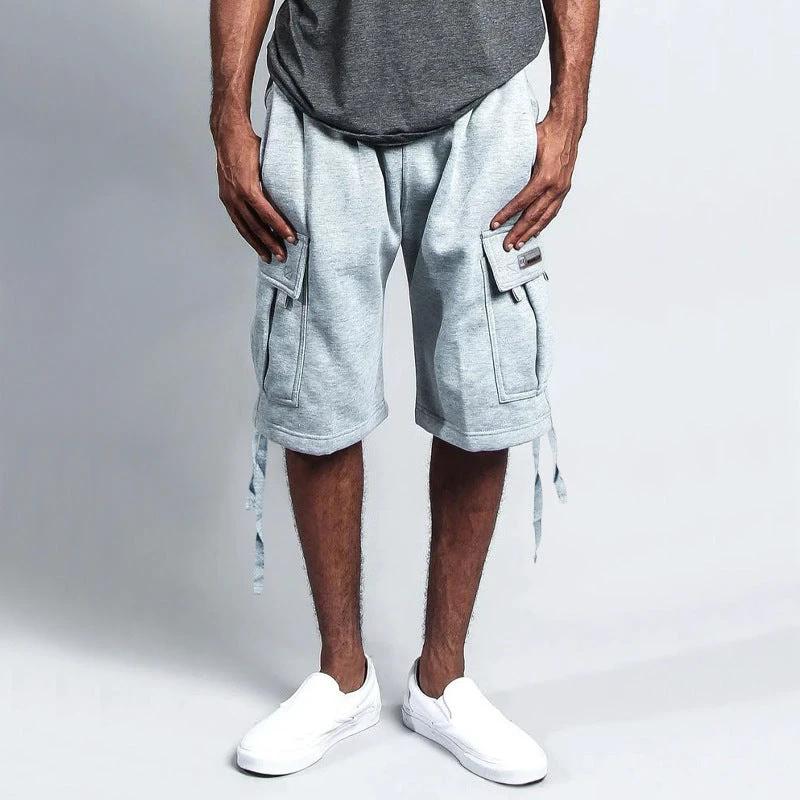 Men's Casual Five-point Overalls Multi-pocket Loose Straight Shorts by GJG Denim