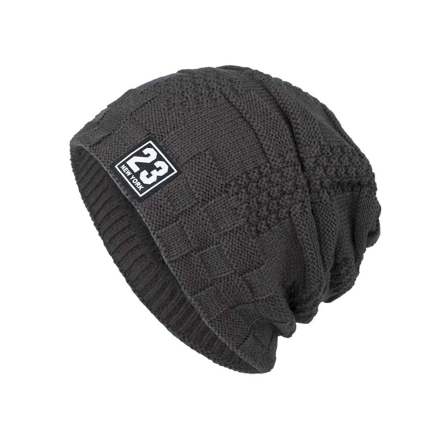 Men's Warm Thickened Fleece Pullover Knitted Woolen Beanie by GJG Denim