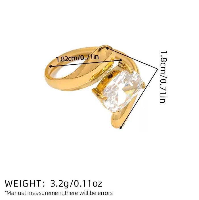 Retro Titanium Steel Ring Niche High-End Square Zircon Stainless Steel Jewelry Cross-Border Hot-Selling by GJG Denim
