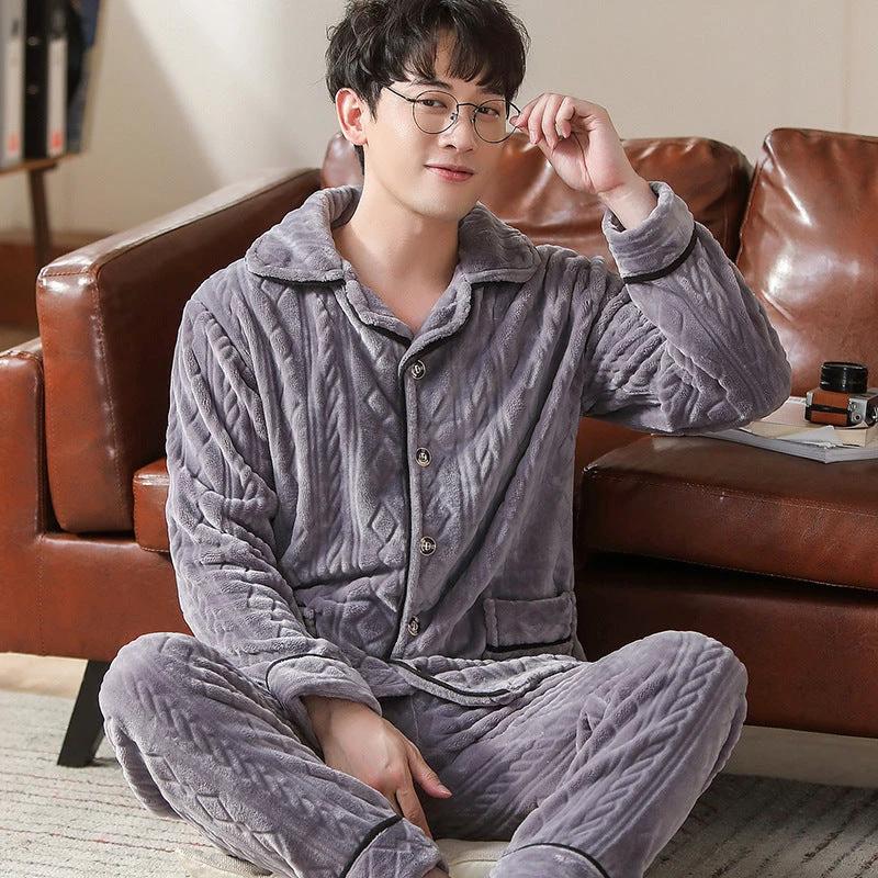 Flannel Warm And Thick Men's Pajamas by GJG Denim