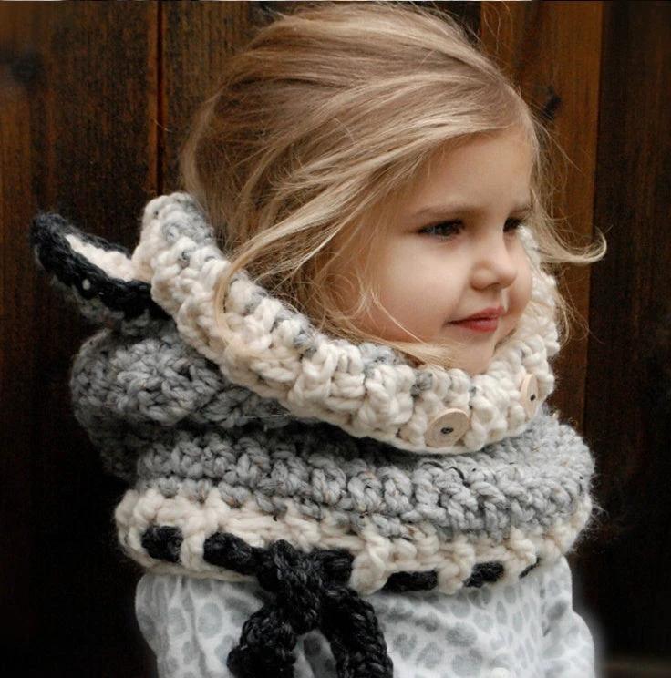 Children's wool knit hat hand-knitted warm earmuffs cape caps for men and women by GJG Denim