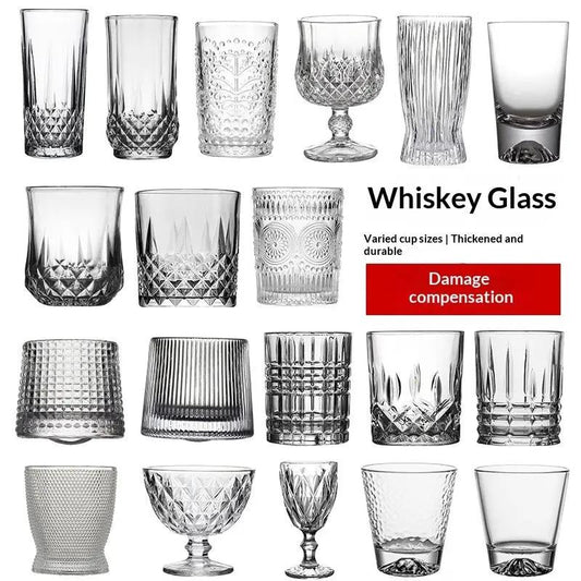 Creative Engraved Glass Classical Cup Thickened Drinkware by GJG Denim