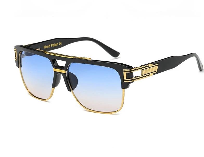 Men's Square Retro Colorful Reflective Sunglasses by GJG Denim