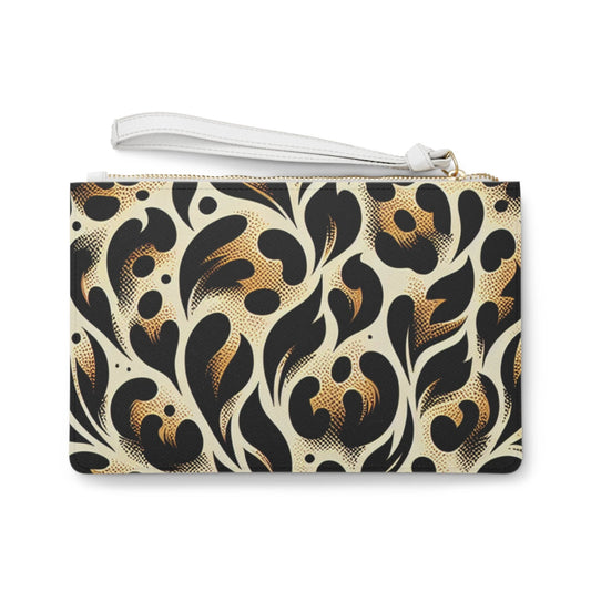 Chic Black & Gold Floral Clutch Bag, Fashion Accessory, Evening Bag, Gift for Her, Stylish Purse, Party Bag by Printify