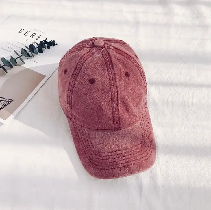 Men's Retro Washed Cotton Soft Top Baseball Cap by GJG Denim