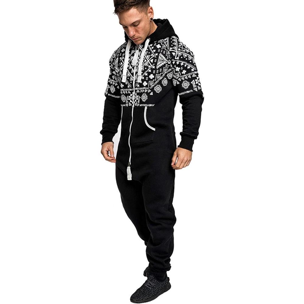 Men's Printed One-piece Pajamas by GJG Denim