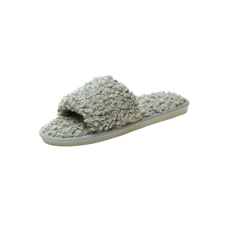 Sheep curl women slippers suitable for non-slip cotton slippers by GJG Denim