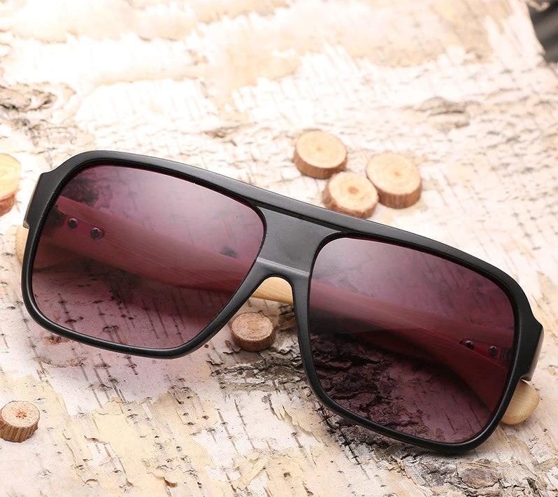 Wooden Square Sunglasses For Men by GJG Denim