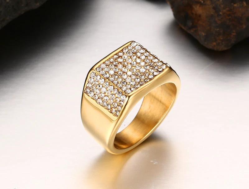 Men's Titanium Steel Zircon Ring by GJG Denim