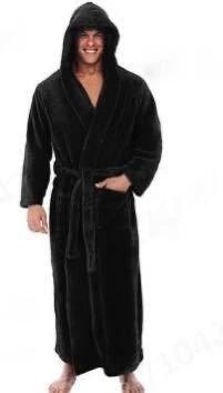 Men's Warm Plus Size Thick Hooded Bathrobe by GJG Denim