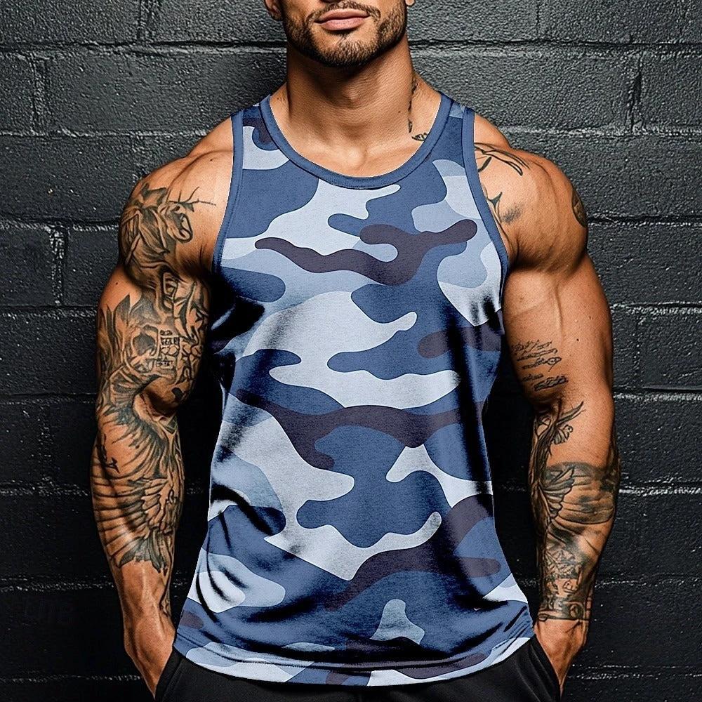 Fashion Camouflage Print Loose Short Sleeve Men by GJG Denim