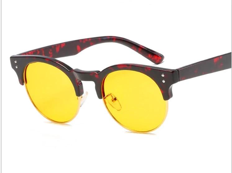 Men's Flat Mirror Glasses, With Retro Wood Grain Frame by GJG Denim
