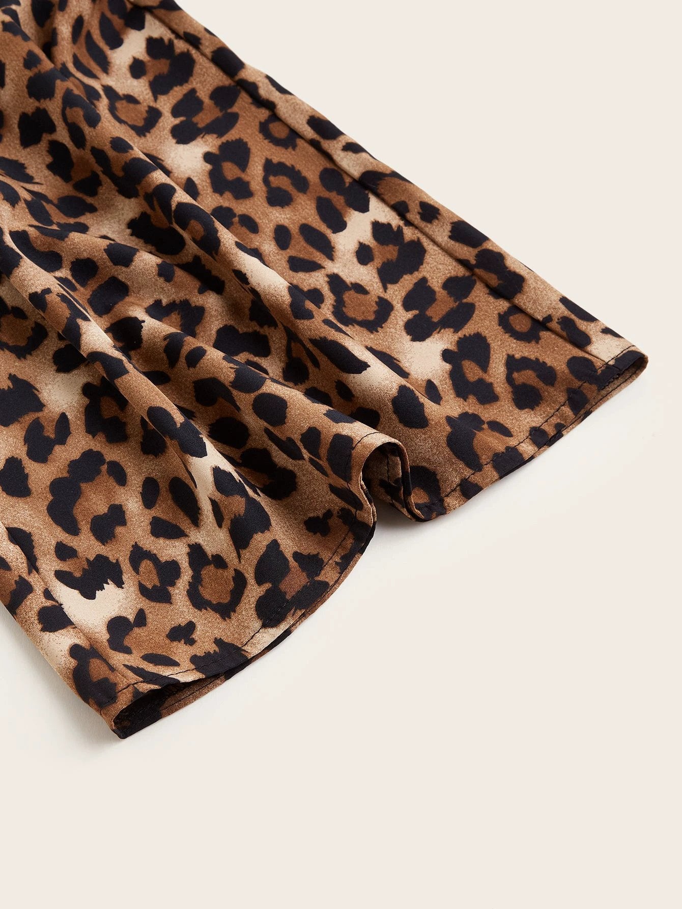 Women's Plus Size Leopard Print Wide Leg Pants - Elastic Waist, Loose Fit Casual Straight Leg Trousers For Spring Summer Fall, Lightweight Polyester Blend, Perfect For Beach Or Outdoor Outings by GJG Denim