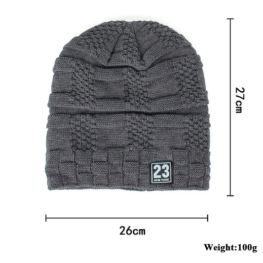 Men's Warm Thickened Fleece Pullover Knitted Woolen Beanie by GJG Denim