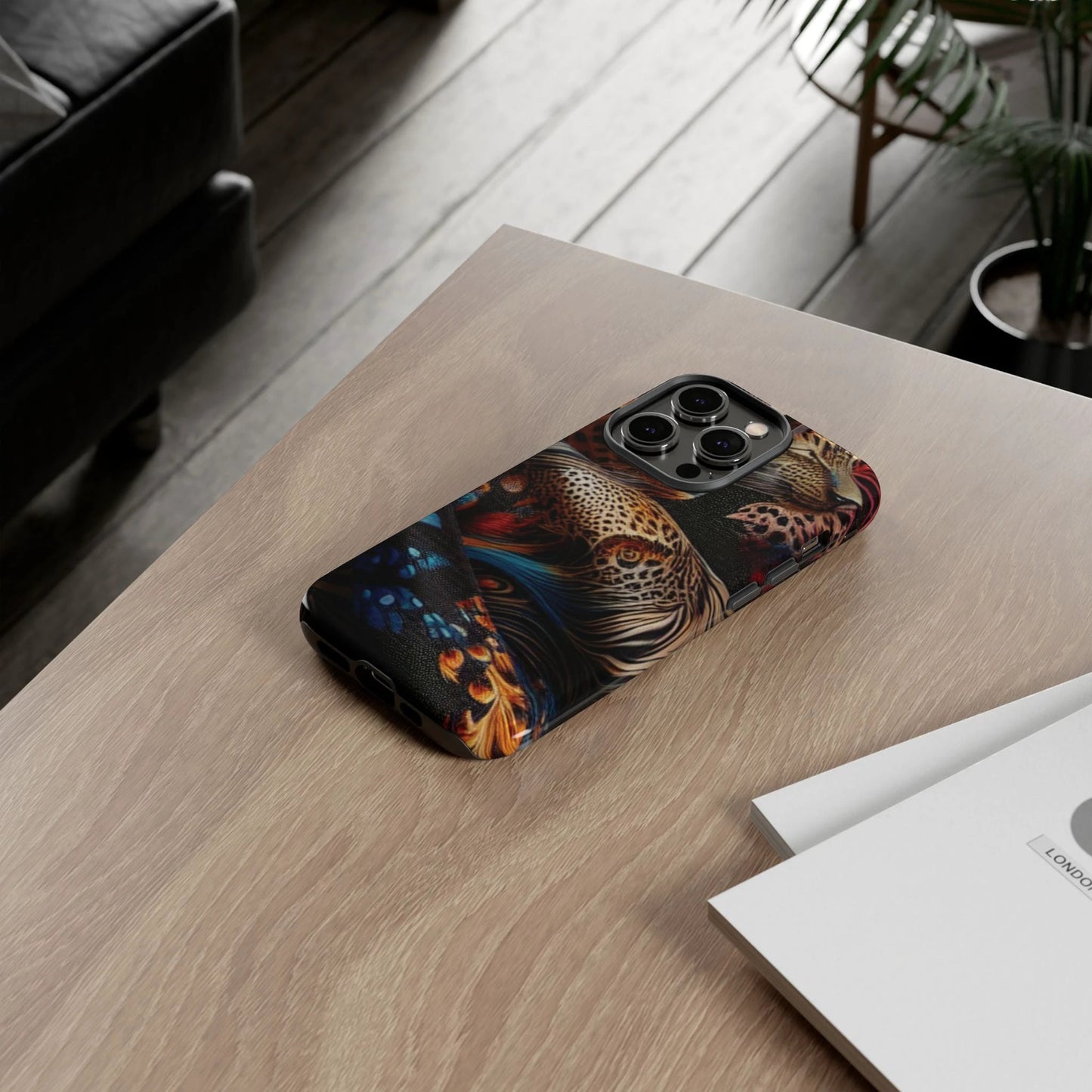 Stylish Tough Phone Case with Elegant Black and Gold Design by Printify
