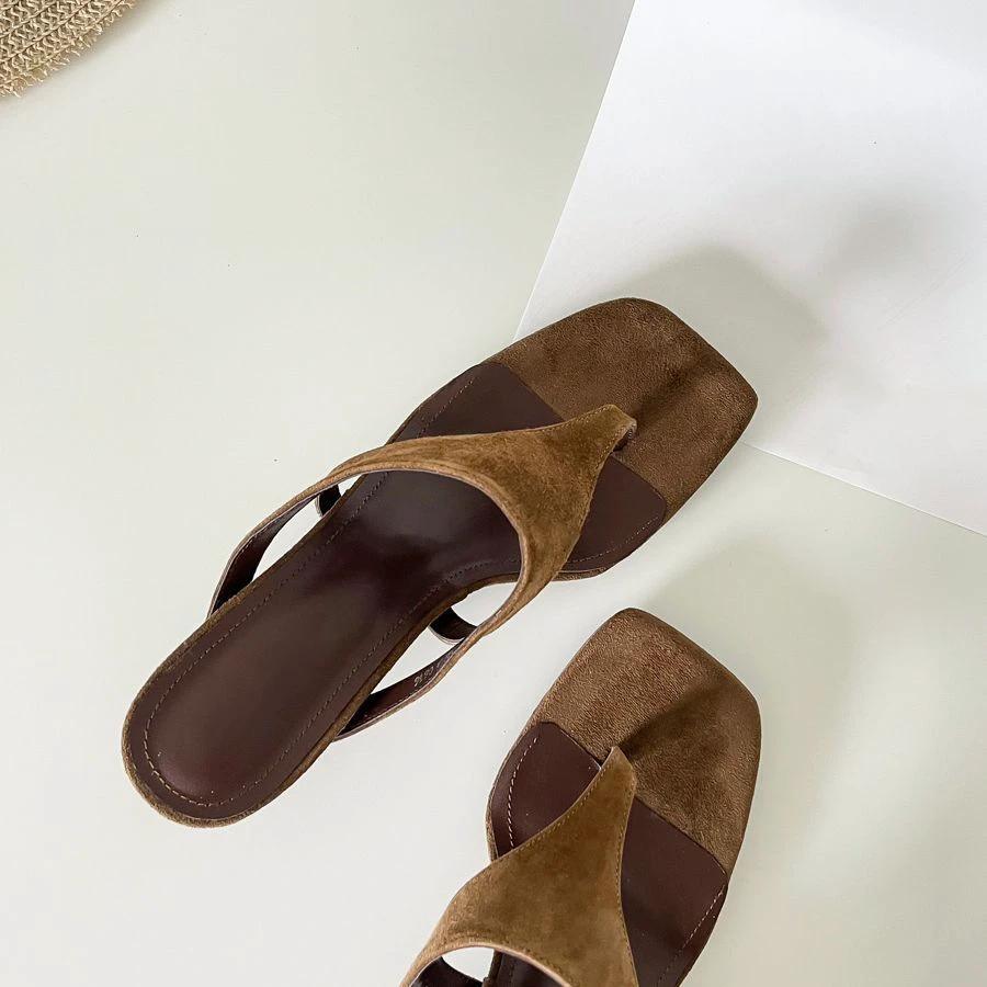 Retro-chic Minimalist Thong Stiletto Sandals by GJG Denim