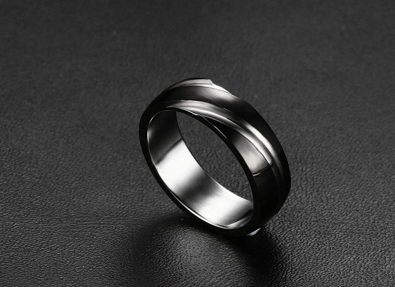 Men's Black Titanium Steel Twill Ring by GJG Denim