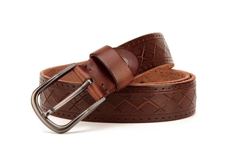 Men's Leather Pin Buckle Belt by GJG Denim