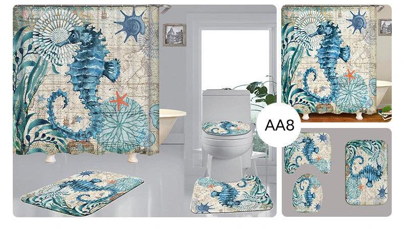 Printed Shower Curtain by GJG Denim