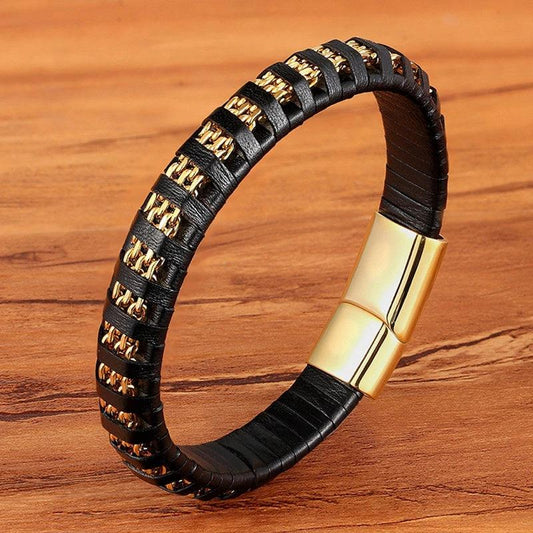 Men's Stainless Steel Multi-leather Rope Bracelets by GJG Denim