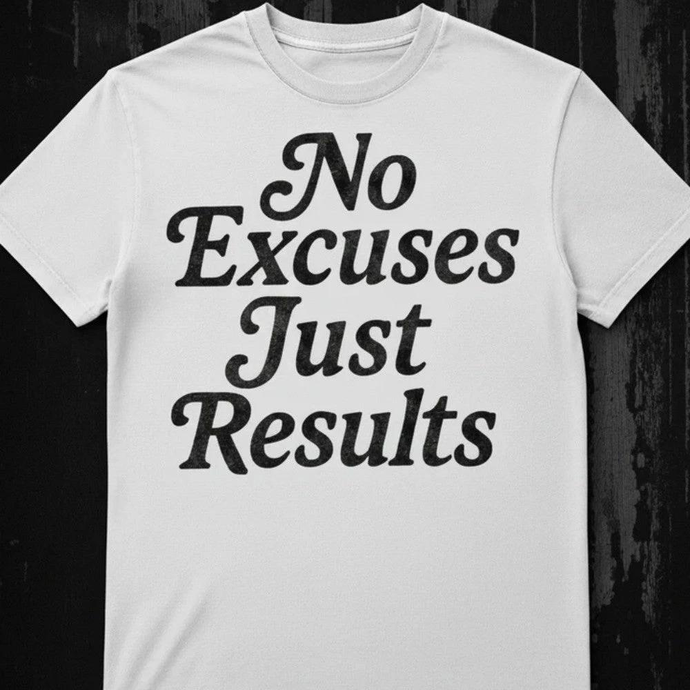 Men's T-Shirt "No Excuses Just Results" by GJG Denim