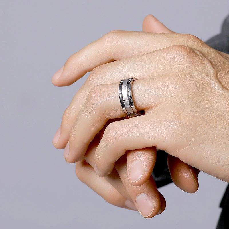 Fashionable Minimalist And Trendy Tungsten Steel Ring For Men by GJG Denim